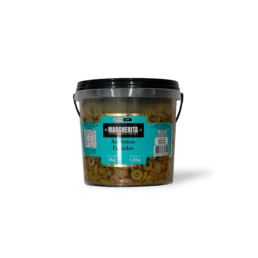Azeitonas em Conserva Fatiada Margherita 2 Kg Drenado